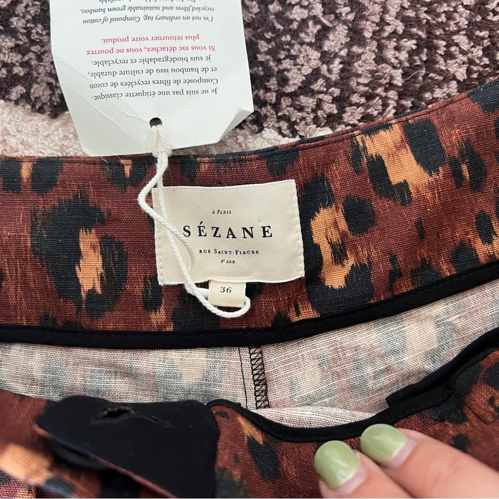 NWT Sézane Linen Fabrizo Shorts Leopard Print - Picture 5 of 7